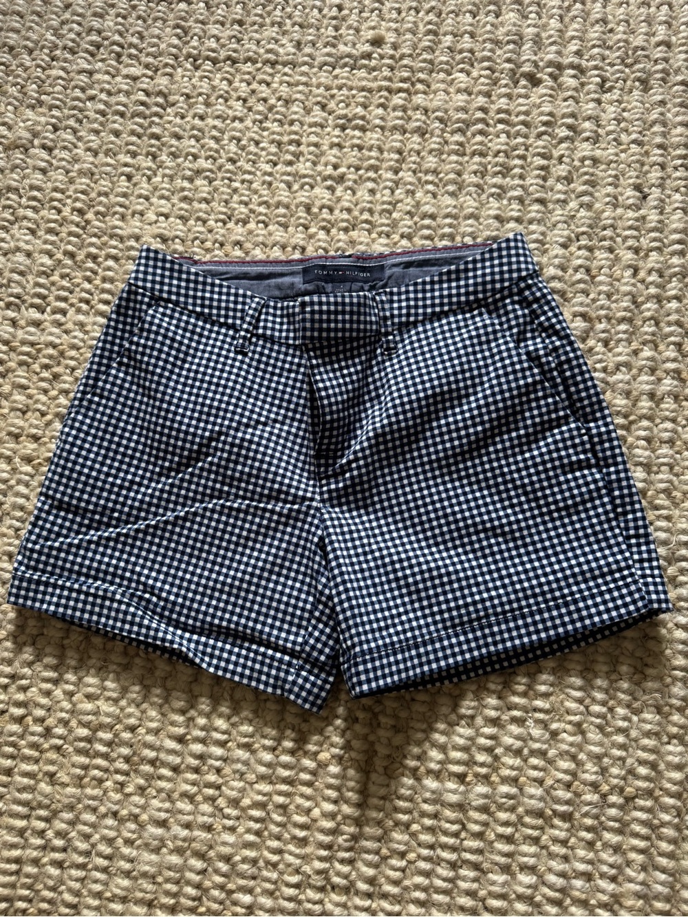 Tommy Hilfiger Navy & White Gingham Shorts - Signature Label